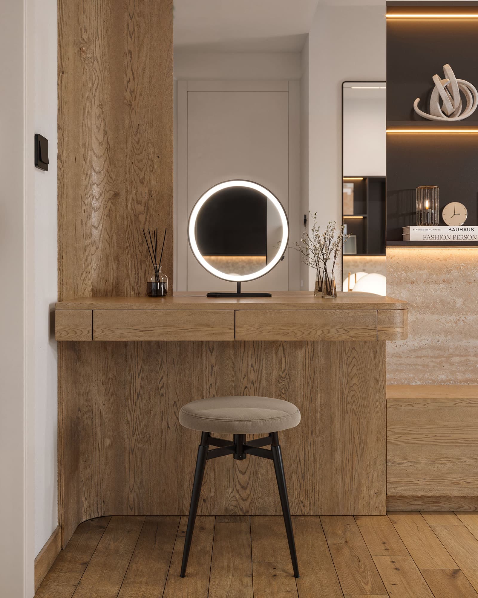 Contemporary Apartment Make Up Desk Wooden Corner - Dorcol Apartment