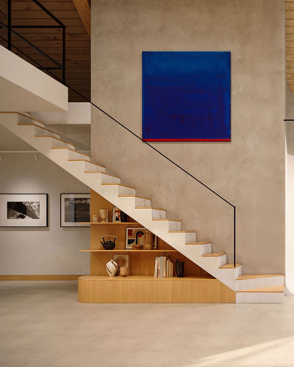 Scandinavian Interior Design Blue Painting Bookshelf - House of Culture