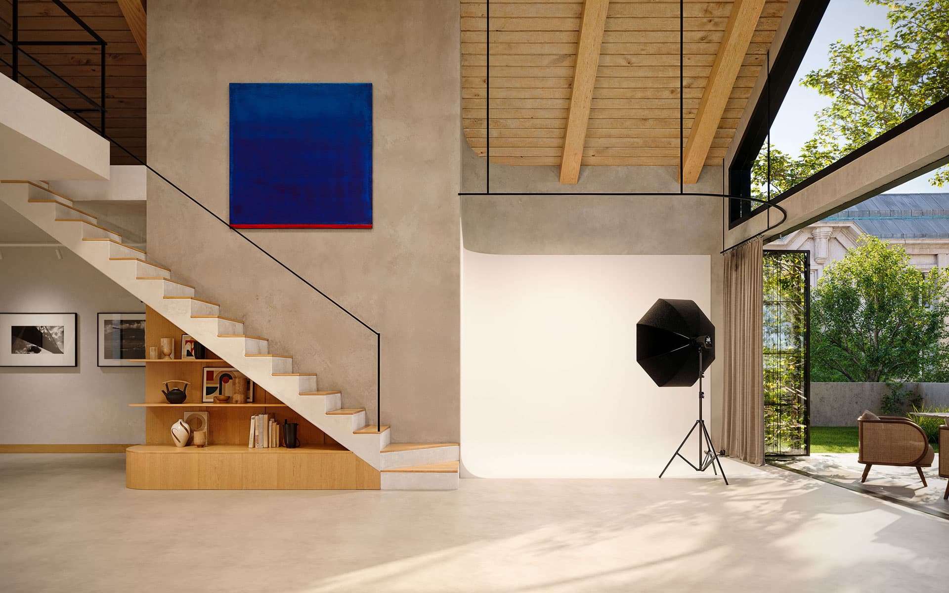 Scandinavian Interior Design Blue Painting Cyclorama - House of Culture