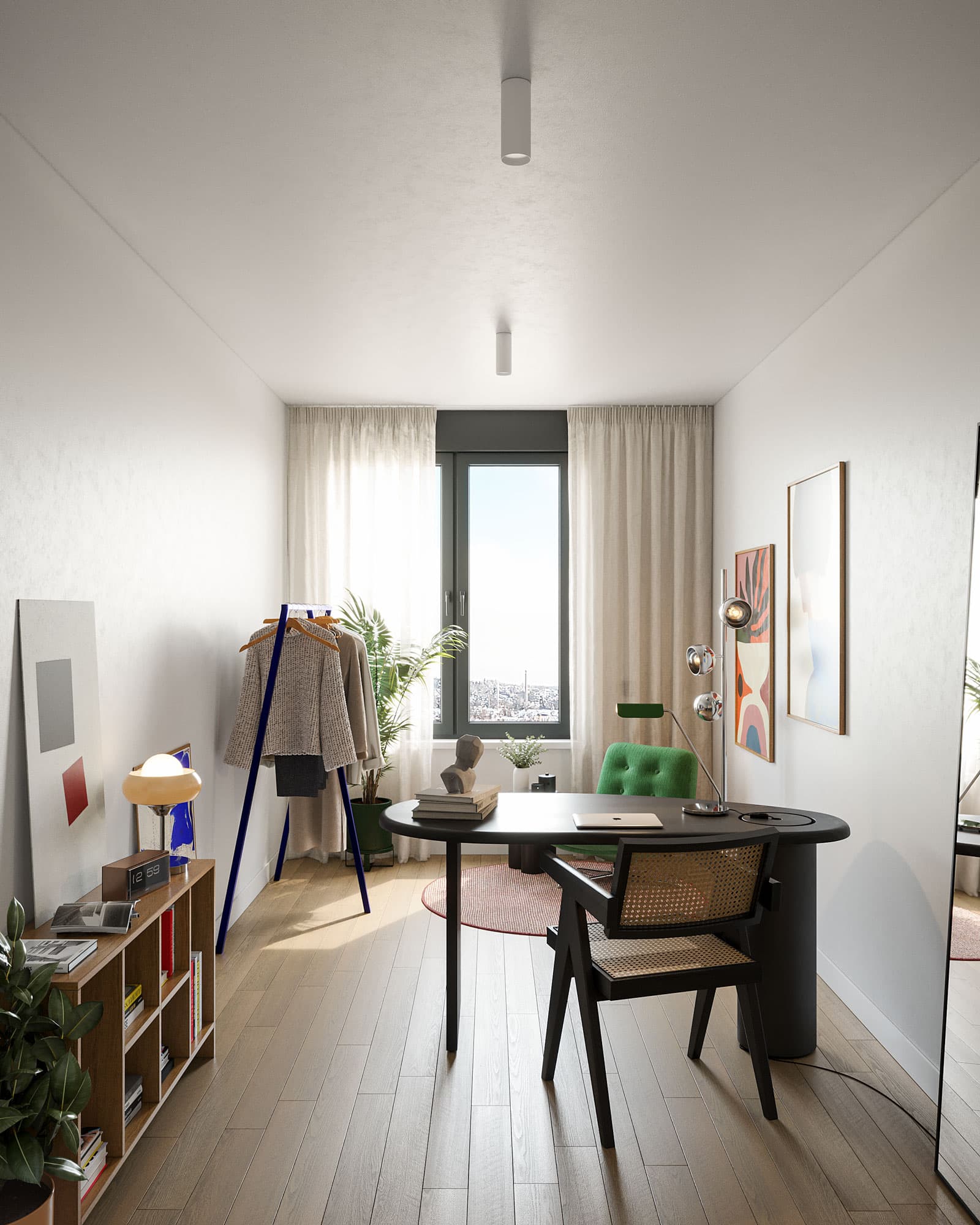 Midcentury Apartment Home Office Design - Midcentury Apartment