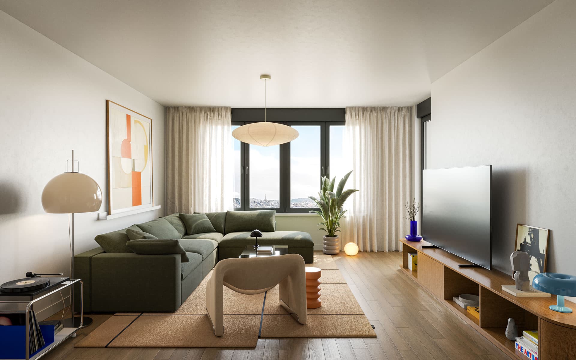 Midcentury Apartment Living Room Design - Midcentury Apartment