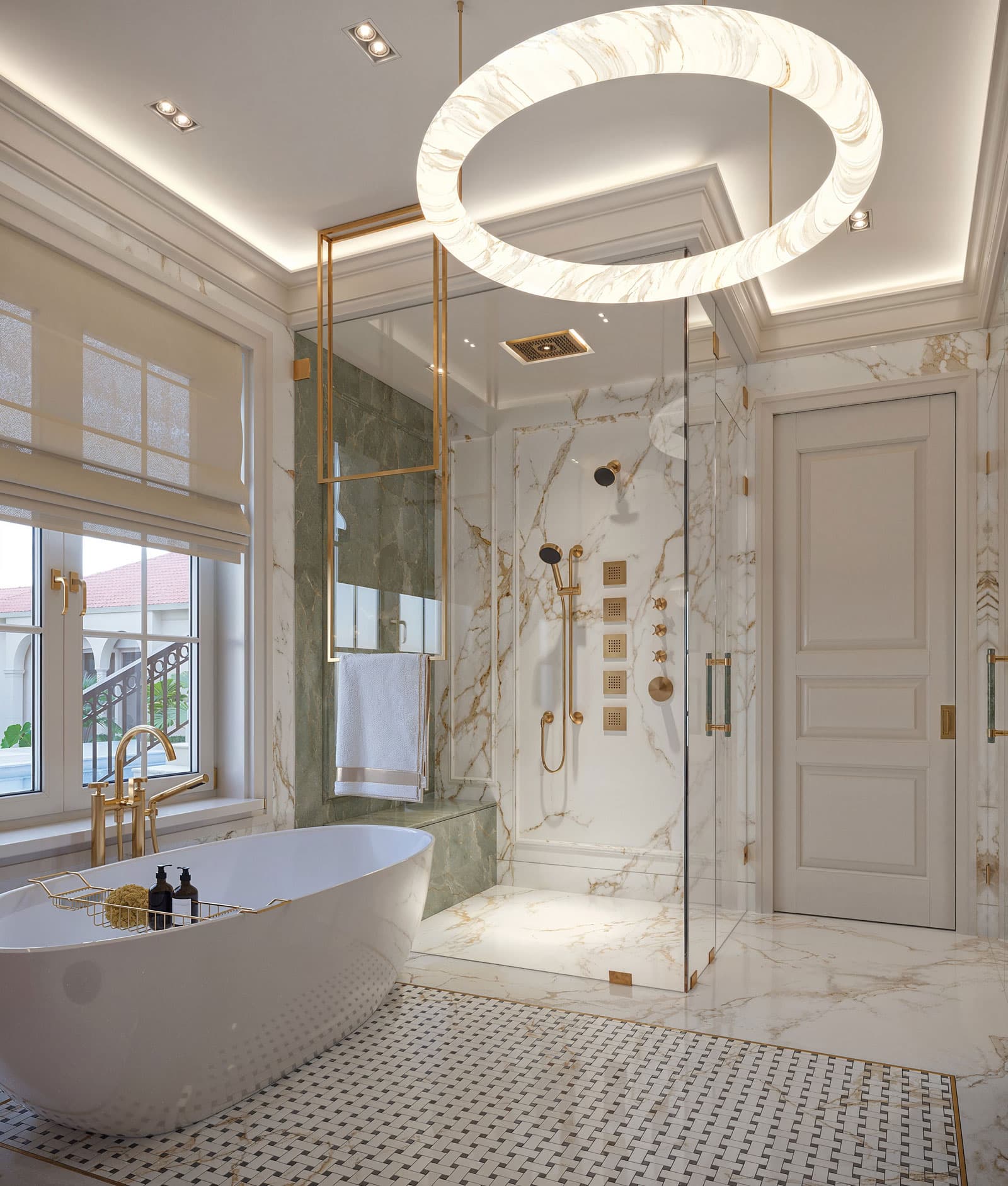 Master Bathroom Shower Freestanding Bathtub - Ocean Villa