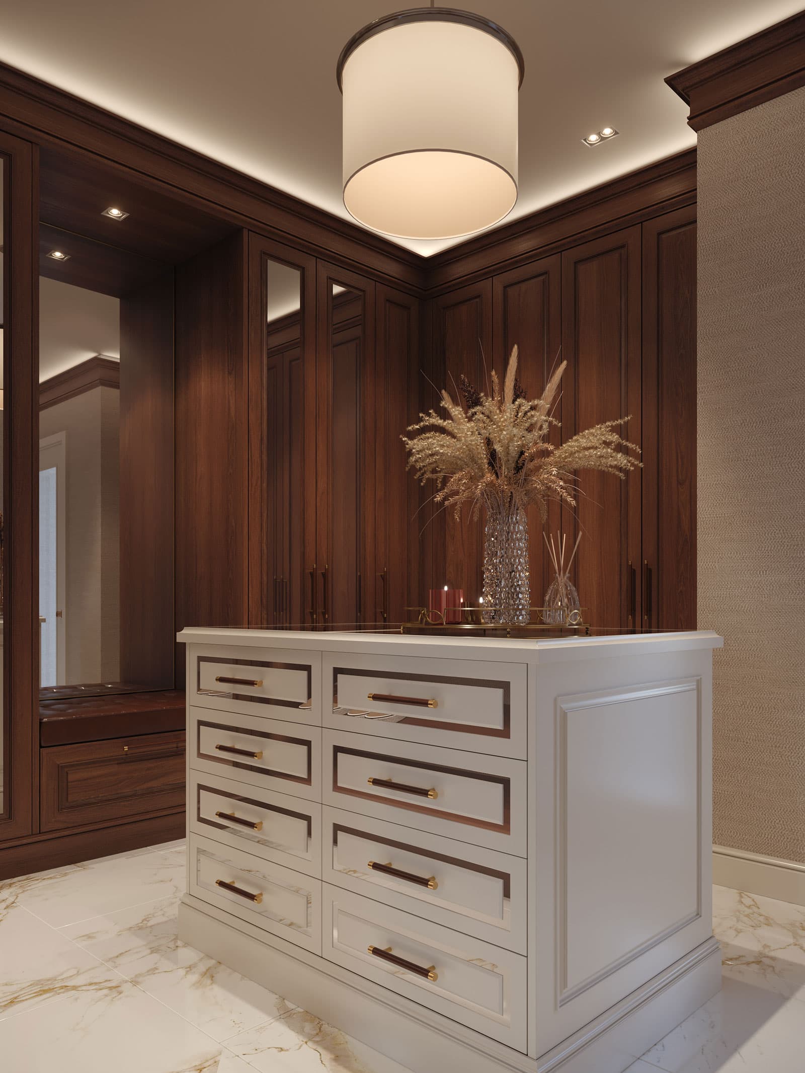 Walnut Wood Closet Design - Ocean Villa